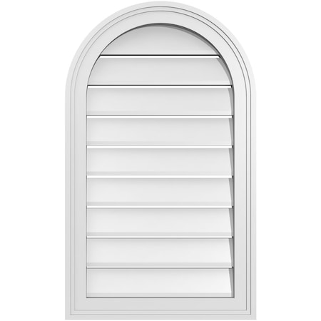 Ekena Millwork Round Top Surface Mount PVC Gable Vent: Functional, w/ 2"W x 1-1/2"P Brickmould Frame, 18"W x 30"H GVPRT18X3002SF